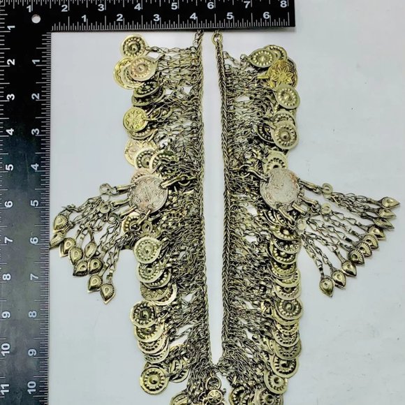 Tribal Kuchi Necklace, Silver Necklace With Dangling Tassels Exotic Collectible - Picture 7 of 9